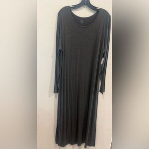Chic Long Sleeve Charcoal Maxi Dress